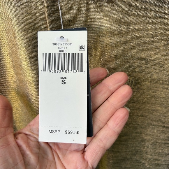 NWT Lauren Ralph Lauren Metallic Gold Polo Shirt Preppy Quiet Luxury Sz Small - Picture 3 of 5